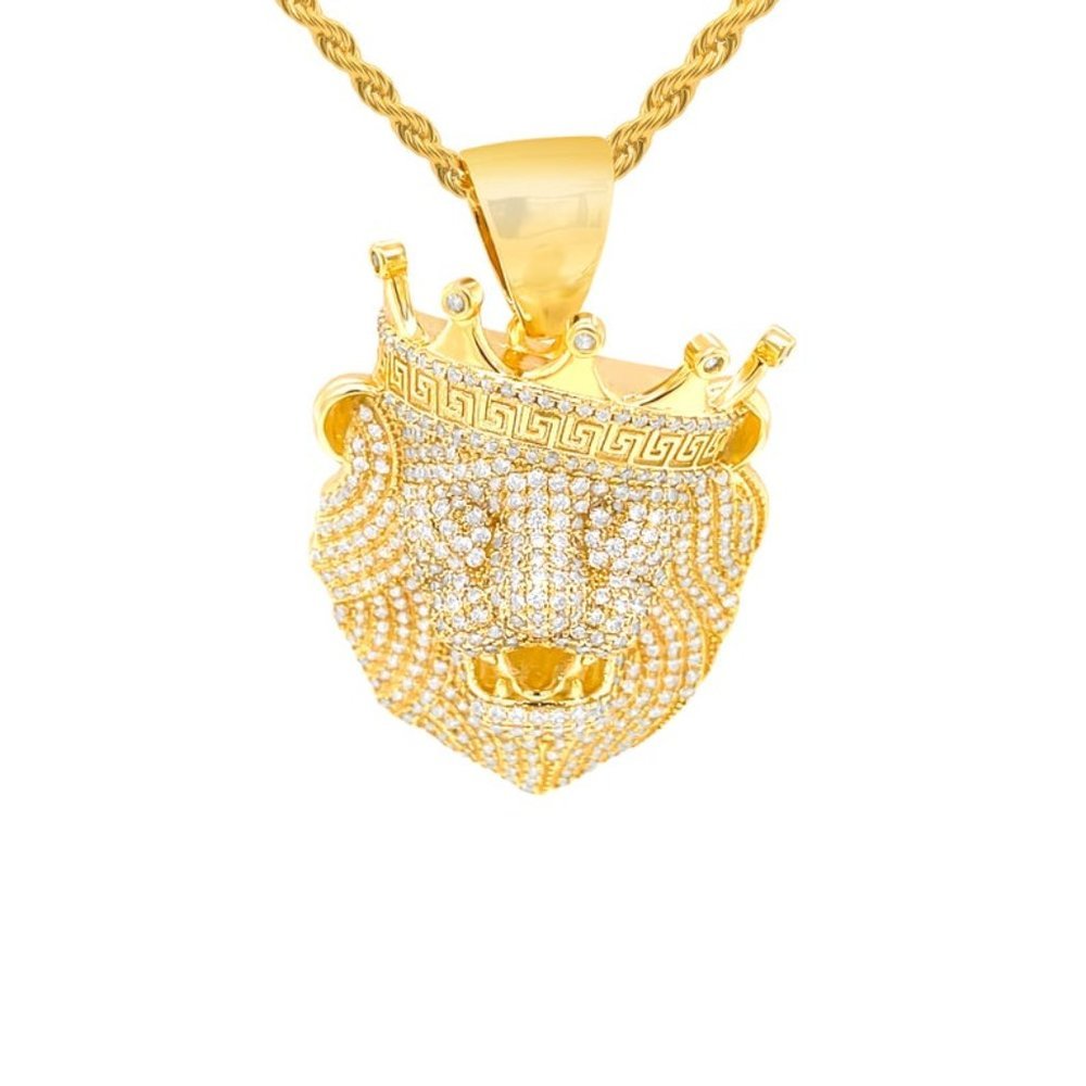 Hip Hop Lion Head Pendant Necklace, Gift for Men